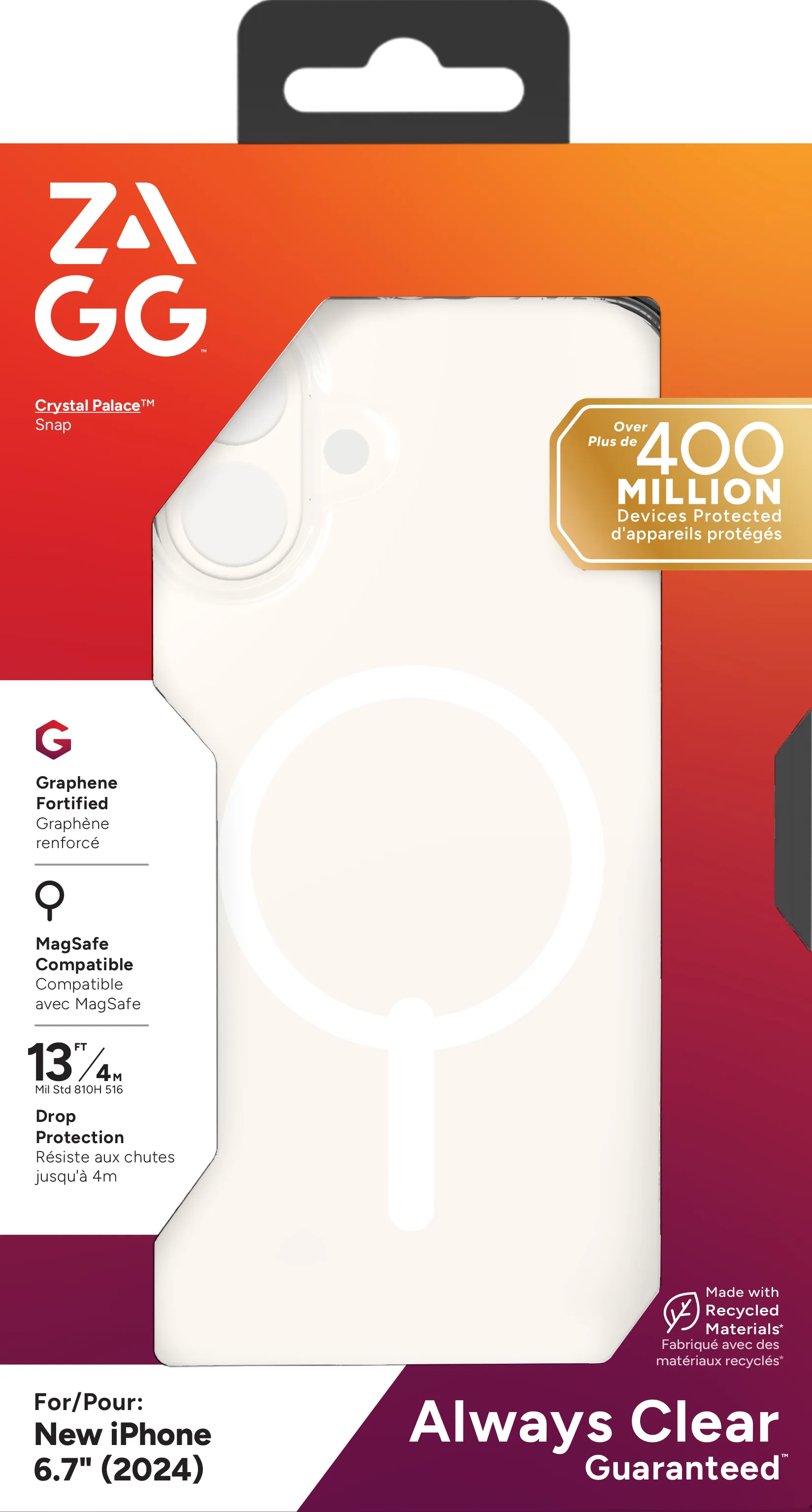 ZAGG Cases Crystal Palace Snap Apple iP16 Plus Clear