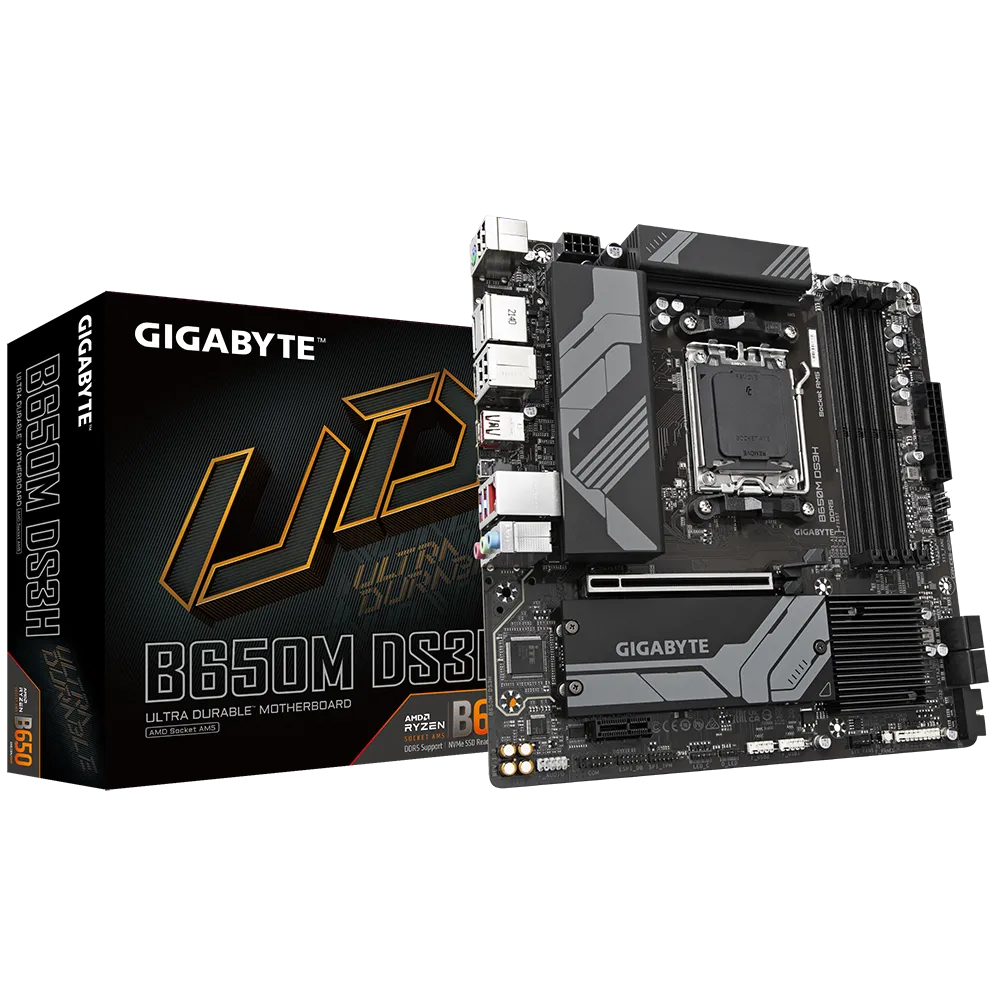 GIGABYTE Motherboard AMD B650 Chipset for AMD AM5; 4x Dual DDR5; 2x M2; 1x HDMI 2x DP.