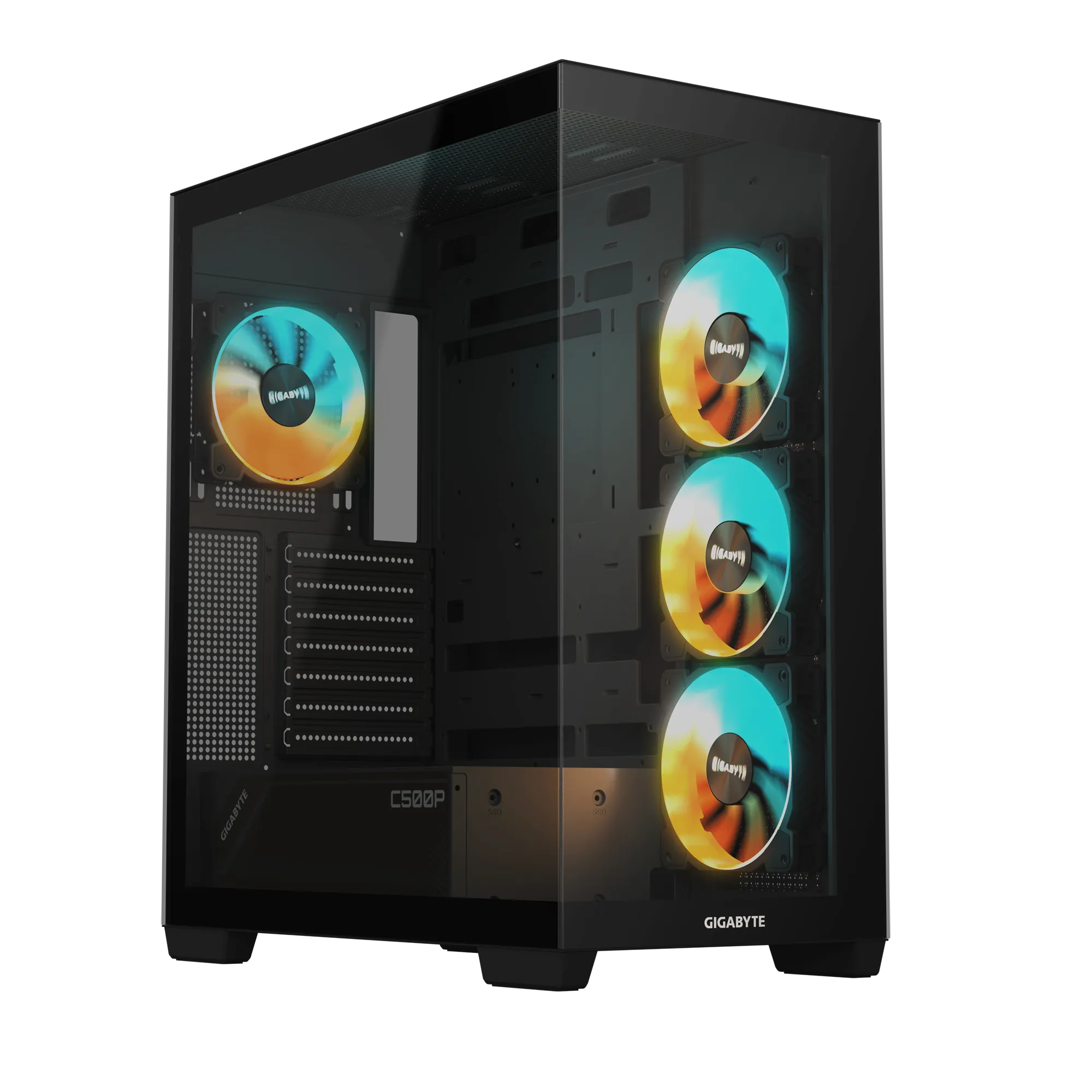 Gigabyte C500 Panoramic Stealth ATX Chassis; 1x 3.5'' | 2x 2.5'' Drive Bays; 360mm Radiator compatible; 4x 120mm ARGB fan incl;