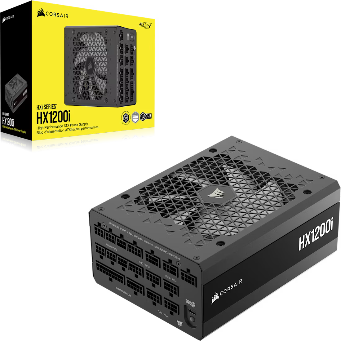 Corsair HX Series™ HX1200i — 1200 Watt 80 PLUS® Platinum Certified Fully Modular PSU; ATX 3.1; PCIe 5.1 10yr Warranty