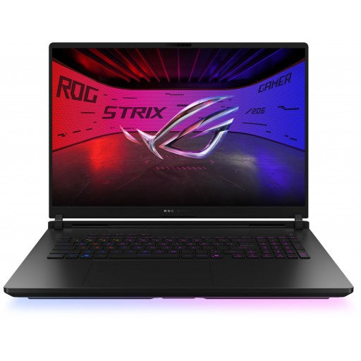 ASUS ROG STRIX SCAR 18 / 18-inch 2.5K (2560 x 1600 WQXGA) 16:10 ROG Nebula HDR Display / Intel® Core™ Ultra 9 Processor 275HX 2.7 GHz (36MB Cache up to 5.4 GHz 24 cores 24 Threads)/ Intel® AI Boost NPU up to 13 / DDR5 32GB ( 16GB DDR5-5600 SO-DIMM the memory speed of the systems vary by CPU SPEC *2 ) / 2TB PCIe® 4.0 NVMe™ M.2 Performance SSD + 1x M.2 SSD / NVIDIA® GeForce RTX™ 5090 Laptop GPU 24GB GDDR7 / Backlit Chiclet Keyboard Per Key RGB with Copilot key / Fast charging ( Recharge from 0-50% in 30