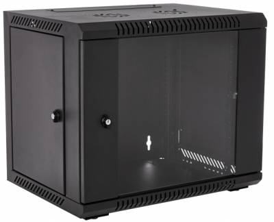 RCT Cabinet Wallmount PC 9U 600Wx450D; Glass Door;50kg load
