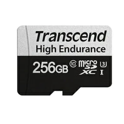 TRANSCEND 350V 256GB HIGH ENDURANCE MICRO SD UHS-I U3 CLASS10 - READ 100 MB/S - WRITE 45MB/S - WITH SD ADPTOR