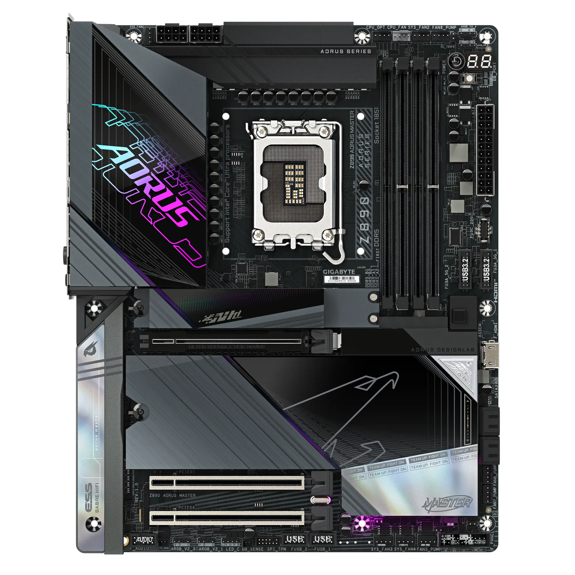 GIGABYTE Intel® Z890 Chipset for LGA 1851; 4x DDR5; 5x M2; 2xUSB4® USB Type-C®/HDMI (Front); ATX.