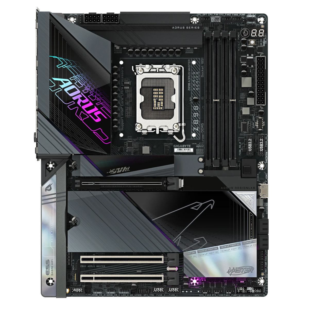 GIGABYTE Intel® Z890 Chipset for LGA 1851; 4x DDR5; 5x M2; 2xUSB4® USB Type-C®/HDMI (Front); ATX.
