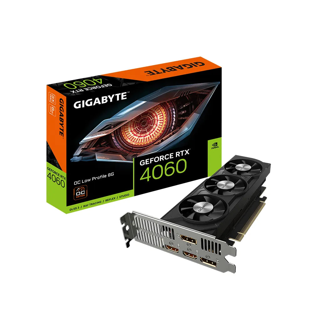 Gigabyte GeForce RTX 4060 OC Low Profile 8G, GeForce RTX­ 4060, 8 GB, GDDR6, 128 bit, 7680 x 4320 pixels, PCI Express 4.0