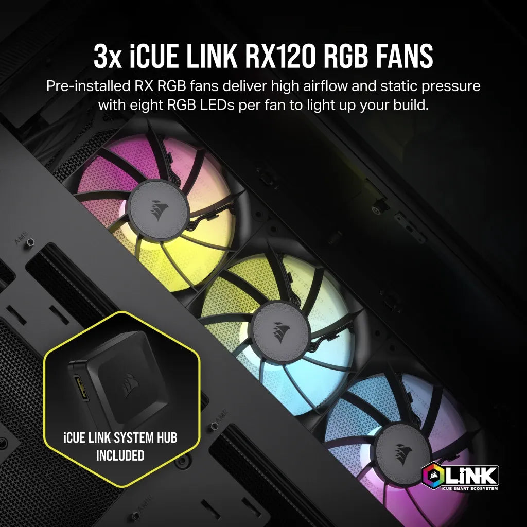 Corsair iCUE LINK 6500X RGB, Midi Tower, PC, Black, ATX, 120,140,240,280,360 mm, 2.5,3.5"