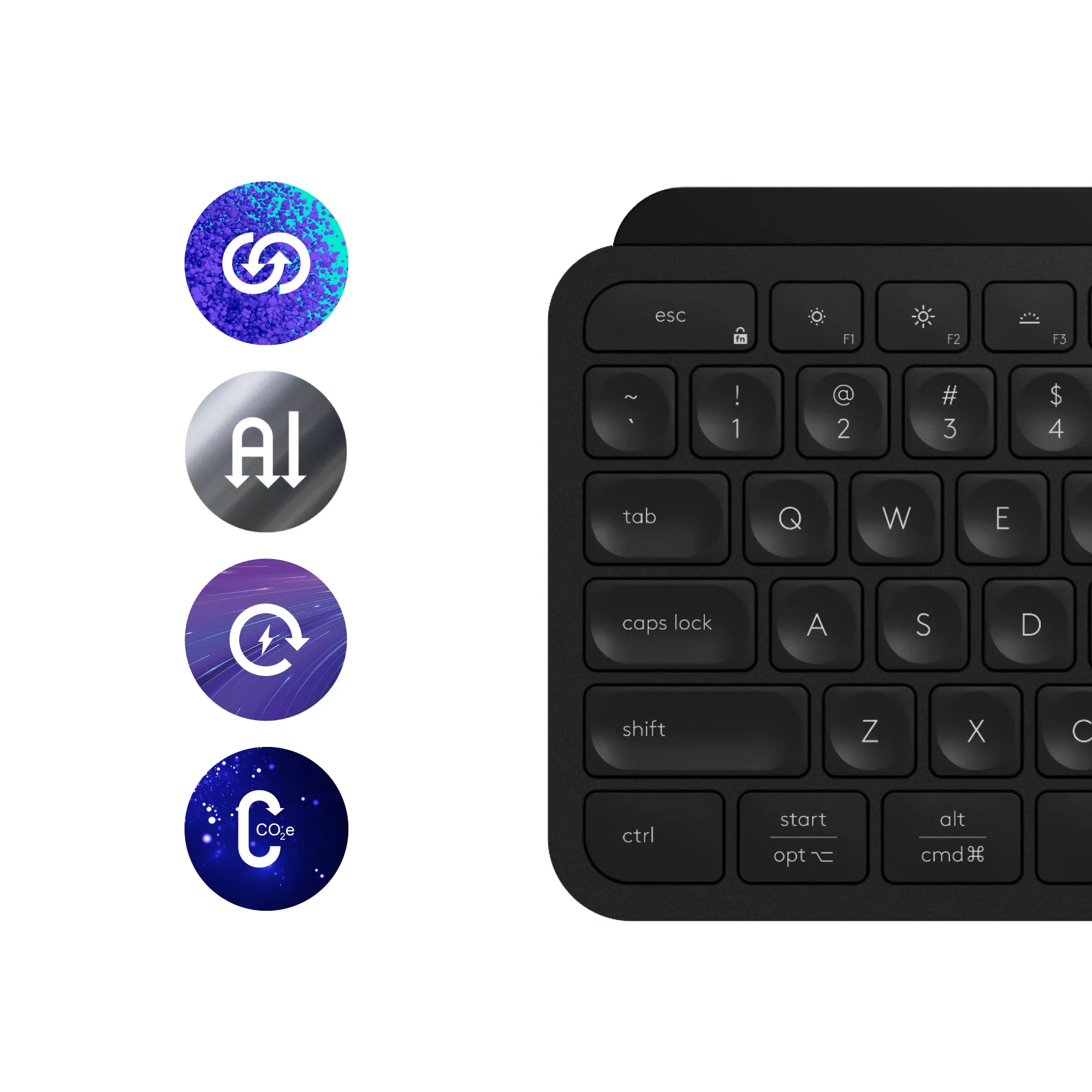 Logitech MX Keys S Combo, Wireless, RF Wireless + Bluetooth, Scissor key switch, QWERTY, LED, Graphite