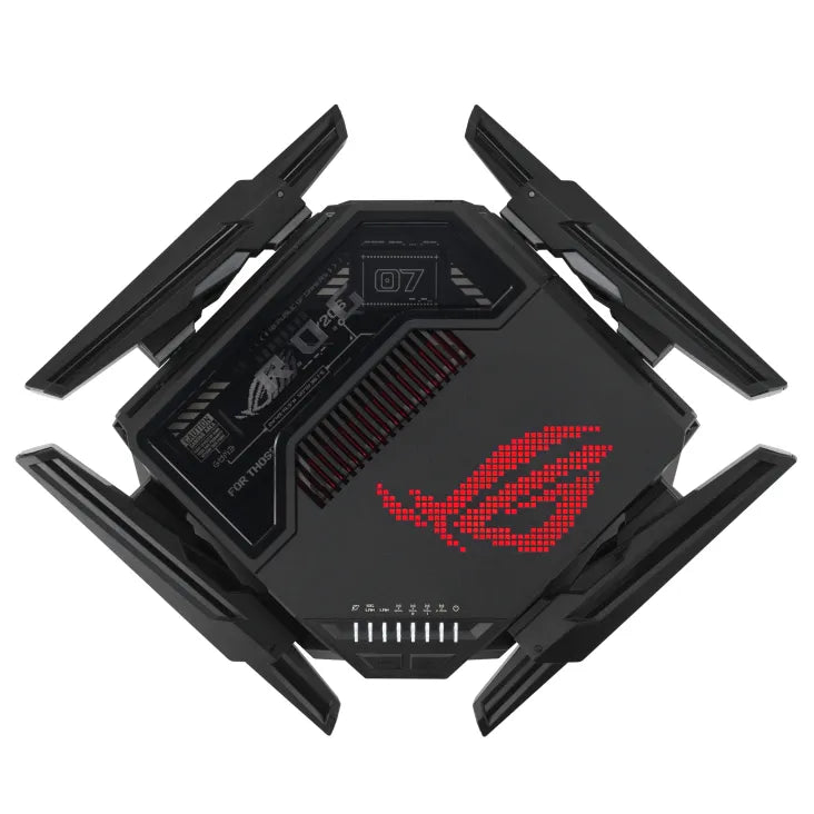 ASUS ROG Rapture GT-BE98, Wi-Fi 7 (802.11be), Quad-band (2.4 GHz / 5 GHz-1 / 5 GHz-2 / 6 GHz), Ethernet LAN, Black, Tabletop router