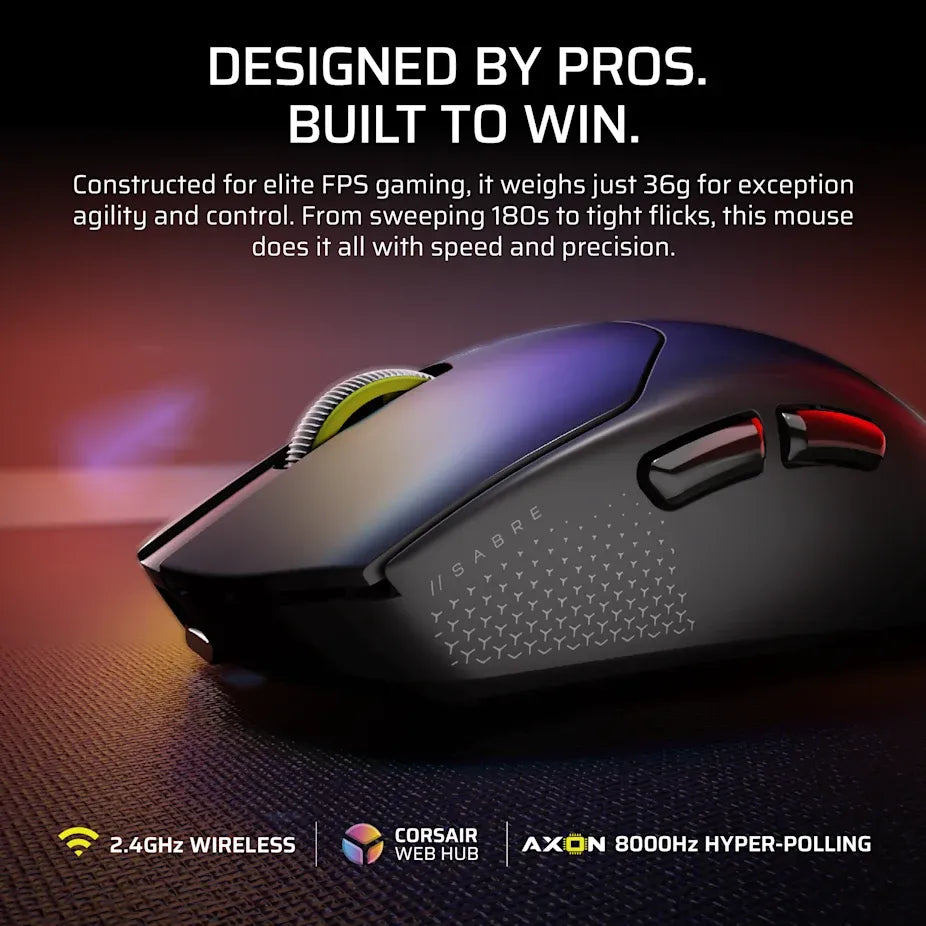Corsair SABRE v2 PRO ULTRALIGHT WIRELESS Gaming Mouse - Black;  33k DPI.