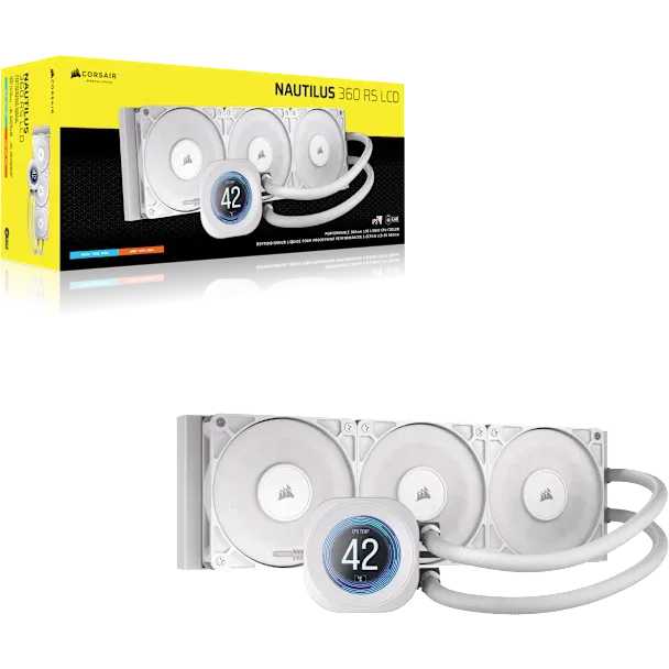 NAUTILUS 360 RS LCD Liquid CPU Cooler – 2.1'''' IPS LCD Screen – RS120 Fans – 360 mm Radiator – LGA 1851/1700;
AMD® AM5/AM4 -