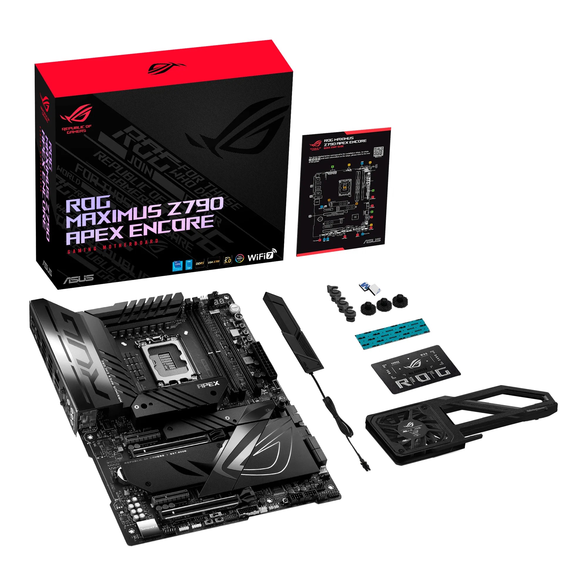 ASUS ROG MAXIMUS Z790 APEX ENCORE, Intel, LGA 1700, Intel® Celeron®, Intel® Core™ i3, Intel® Core™ i5, Intel® Core™ i7, Intel® Core™ i9,..., DDR5-SDRAM, 96 GB, DIMM