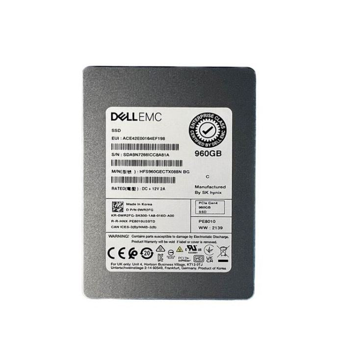 960GB Dell SK Hynix, 2.5", NVME PCIe, Gen 4, 1 DWPD, PCIe 4.0 x4 U.2, (Write-read: 1450 MBs, 6000 MBs) SSD