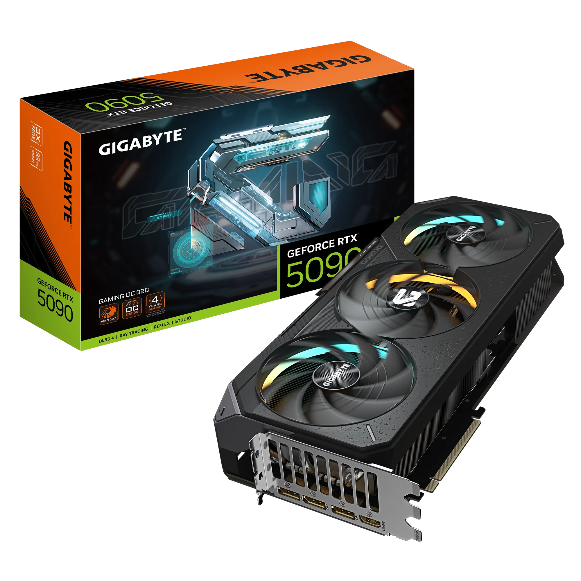 GIGABYTE GeForce RTX 5090 GAMING OC 32G Graphics Card - 32GB GDDR7, 512bit, PCI-E 5.0, 2550MHz Core Clock, 3 x DP 2.1a, 1 x HDMI 2.1b, NVIDIA DLSS 4, GV-N5090GAMING OC-32GD, GeForce RTX 5090, 32 GB, GDDR7, 512 bit, 7680 x 4320 pixels, PCI Express x16 5.0