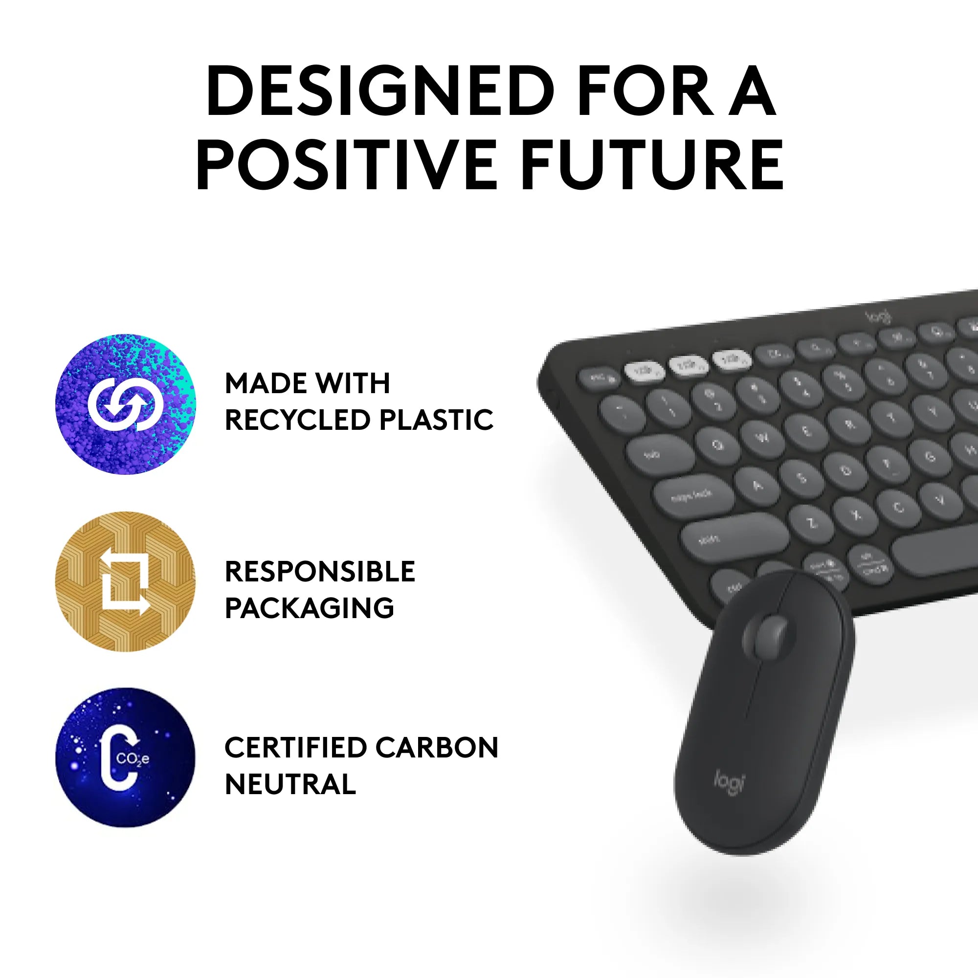 Logitech 920-012239, Wireless, RF Wireless + Bluetooth, Scissor key switch, QWERTY, Graphite, Mouse included