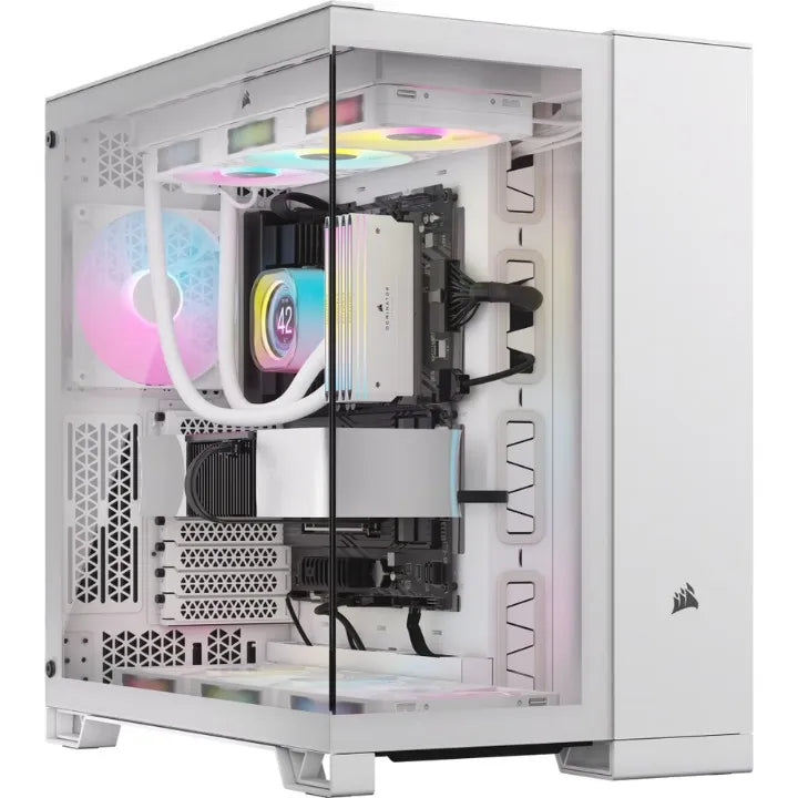 6500X Mid-Tower White Dual Chamber PC Case; 2x 3.5'' |  2x 2.5'' Drive Bays; Up to 360mm Radiator compatible; Supports BTF