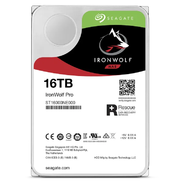 Seagate Ironwolf Pro ST16000NT001 16TB 3.5'' HDD NAS Drives 7200 RPM; SATA 6GB/s Interface; 256MB Cache;550TB/Year; Unlimited Ba