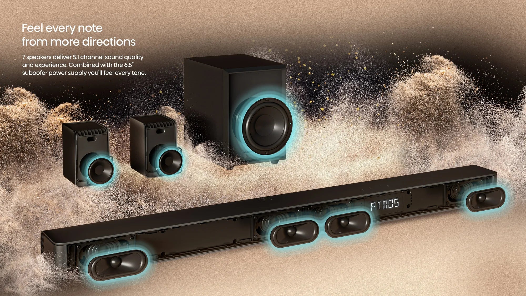 Hisense AX5100G, 5.1 channels, Bass, Movie, Music, 340 W, Active subwoofer, Wireless, 60 W