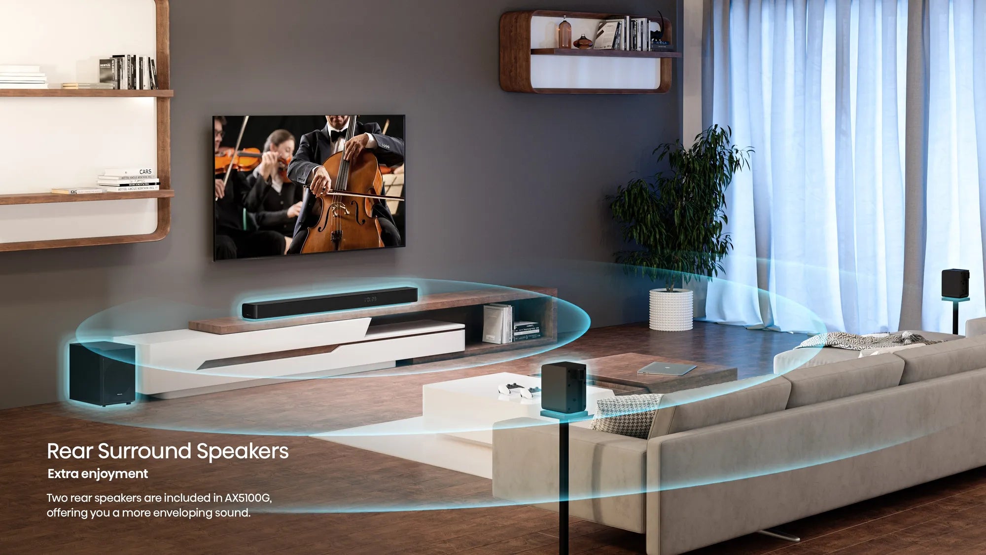 Hisense AX5100G, 5.1 channels, Bass, Movie, Music, 340 W, Active subwoofer, Wireless, 60 W