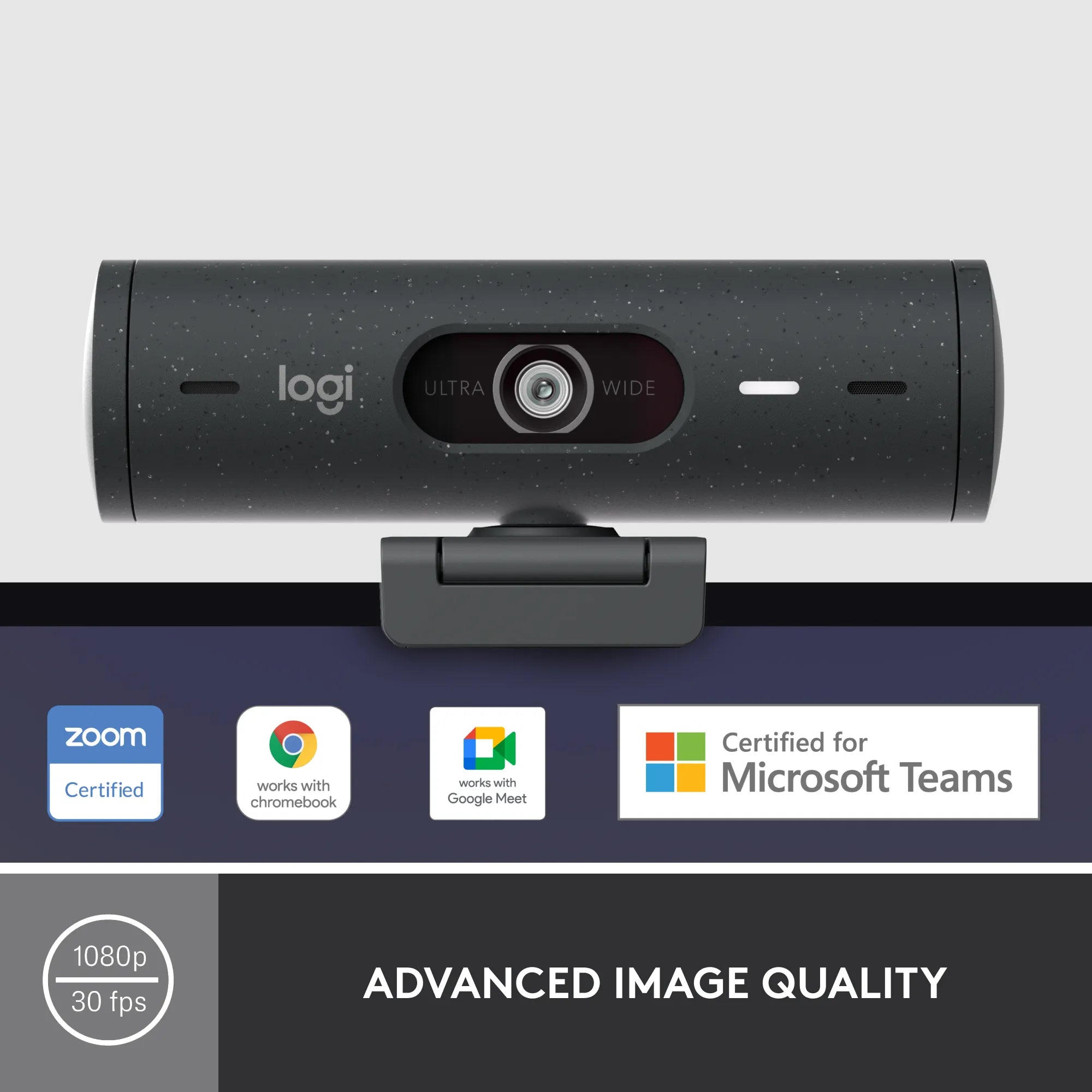 Logitech Brio 500 Full HD Webcam, 4 MP, 1920 x 1080 pixels, Full HD, 60 fps, 1280x720@60fps, 1920x1080@30fps, 1080p, 720p