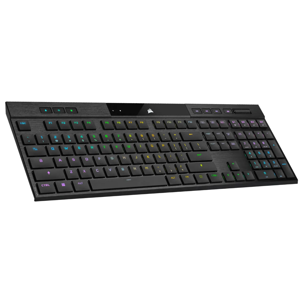 Corsair K100 AIR, Full-size (100%), USB + RF Wireless + Bluetooth, Mechanical, QWERTY, RGB LED, Black