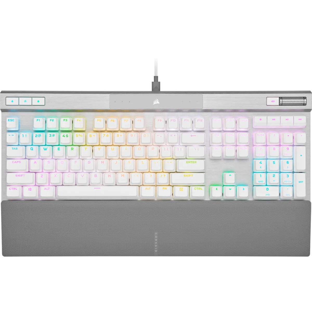 Corsair CH-910951A-NA, Full-size (100%), USB, Opto-mechanical key switch, RGB LED, White