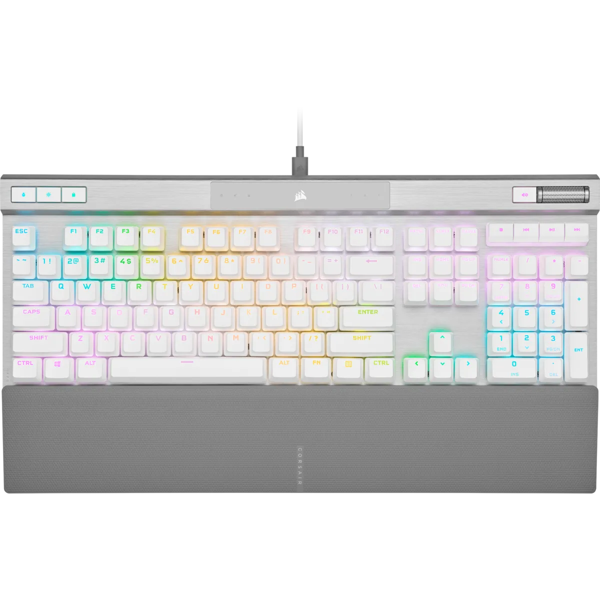 Corsair CH-910951A-NA, Full-size (100%), Wired, USB, Opto-mechanical key switch, RGB LED, White