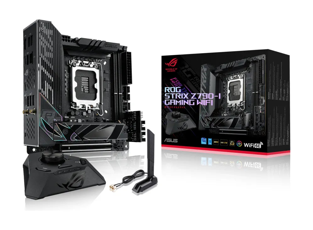 ASUS ROG STRIX Z790-I GAMING WIFI, AMD, LGA 1700, Intel® Celeron®, Intel® Core™ i3, Intel® Core™ i5, Intel® Core™ i7, Intel® Core™ i9,..., LGA 1700, DDR5-SDRAM, 64 GB
