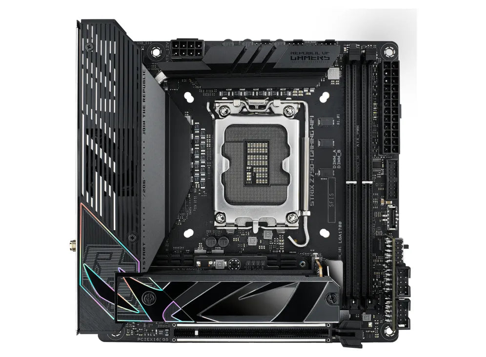 ASUS ROG STRIX Z790-I GAMING WIFI, AMD, LGA 1700, Intel® Celeron®, Intel® Core™ i3, Intel® Core™ i5, Intel® Core™ i7, Intel® Core™ i9,..., LGA 1700, DDR5-SDRAM, 64 GB