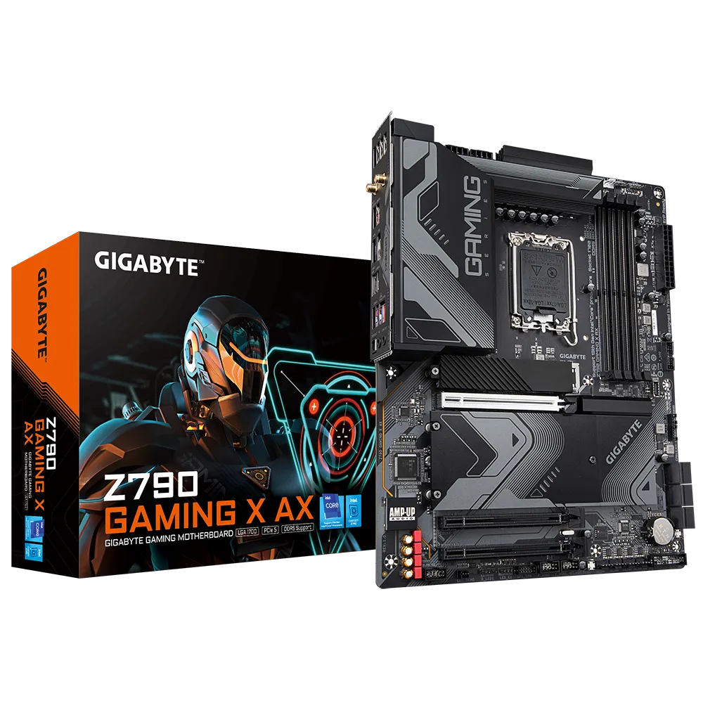 GIGABYTE Z790 GAMING X AX Motherboard - Supports Intel Core 14th CPUs, 16*+1+2 Phases Digital VRM, up to 7600MHz DDR5, 4xPCIe 4.0 M.2, Wi-Fi 6E, 2.5GbE LAN , USB 3.2 Gen 2, Intel, LGA 1700, Intel® Celeron®, Intel® Core™ i3, Intel® Core™ i5, Intel® Core™ i7, Intel® Core™ i9,..., LGA 1700, 192 GB, DDR5-SDRAM