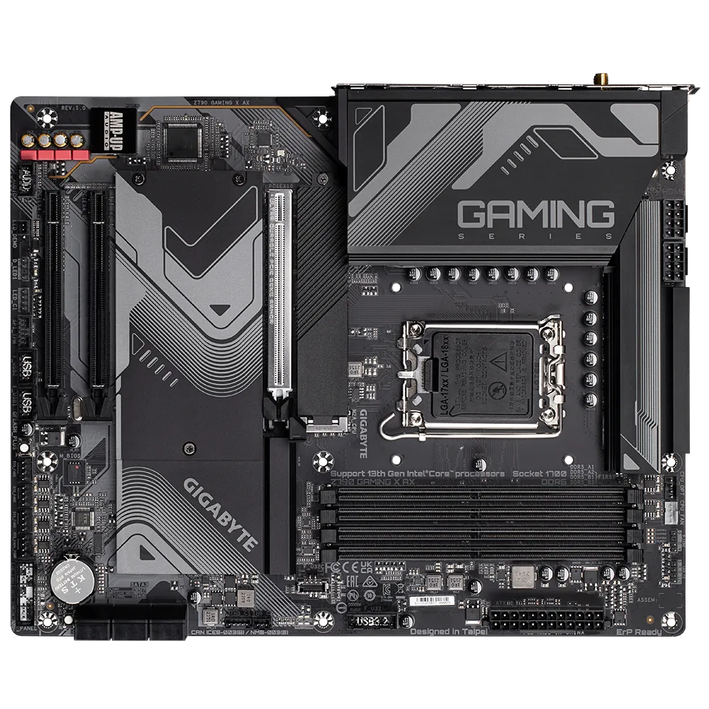 GIGABYTE Z790 GAMING X AX Motherboard - Supports Intel Core 14th CPUs, 16*+1+2 Phases Digital VRM, up to 7600MHz DDR5, 4xPCIe 4.0 M.2, Wi-Fi 6E, 2.5GbE LAN , USB 3.2 Gen 2, Intel, LGA 1700, Intel® Celeron®, Intel® Core™ i3, Intel® Core™ i5, Intel® Core™ i7, Intel® Core™ i9,..., LGA 1700, 192 GB, DDR5-SDRAM