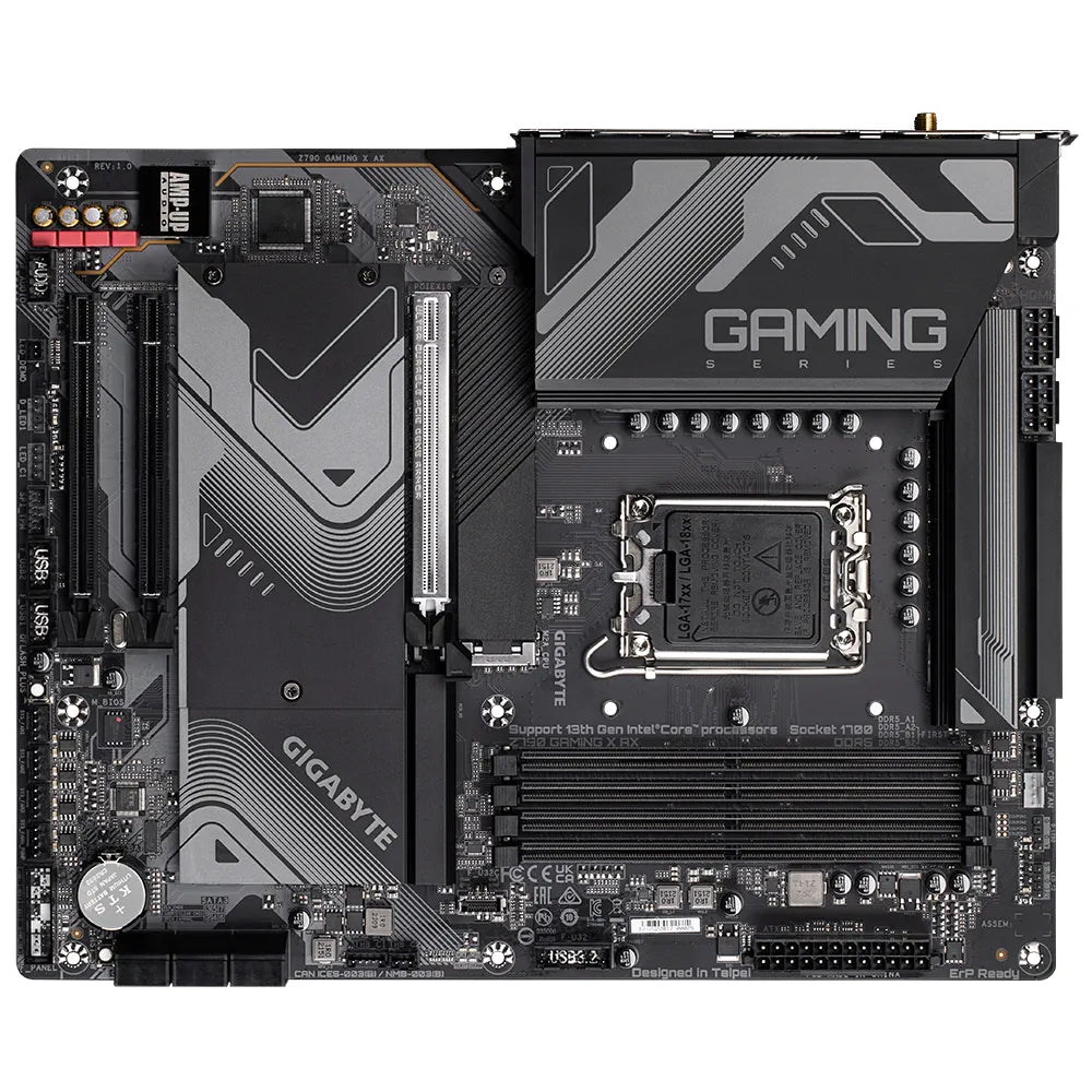 Gigabyte Z790 GAMING X AX Motherboard - Supports Intel Core 14th CPUs, 16*+1+2 Phases Digital VRM, up to 7600MHz DDR5, 4xPCIe 4.0 M.2, Wi-Fi 6E, 2.5GbE LAN , USB 3.2 Gen 2, Intel, LGA 1700, Intel® Celeron®, Intel® Core™ i3, Intel® Core™ i5, Intel® Core™ i7, Intel® Core™ i9,..., LGA 1700, 192 GB, DDR5-SDRAM