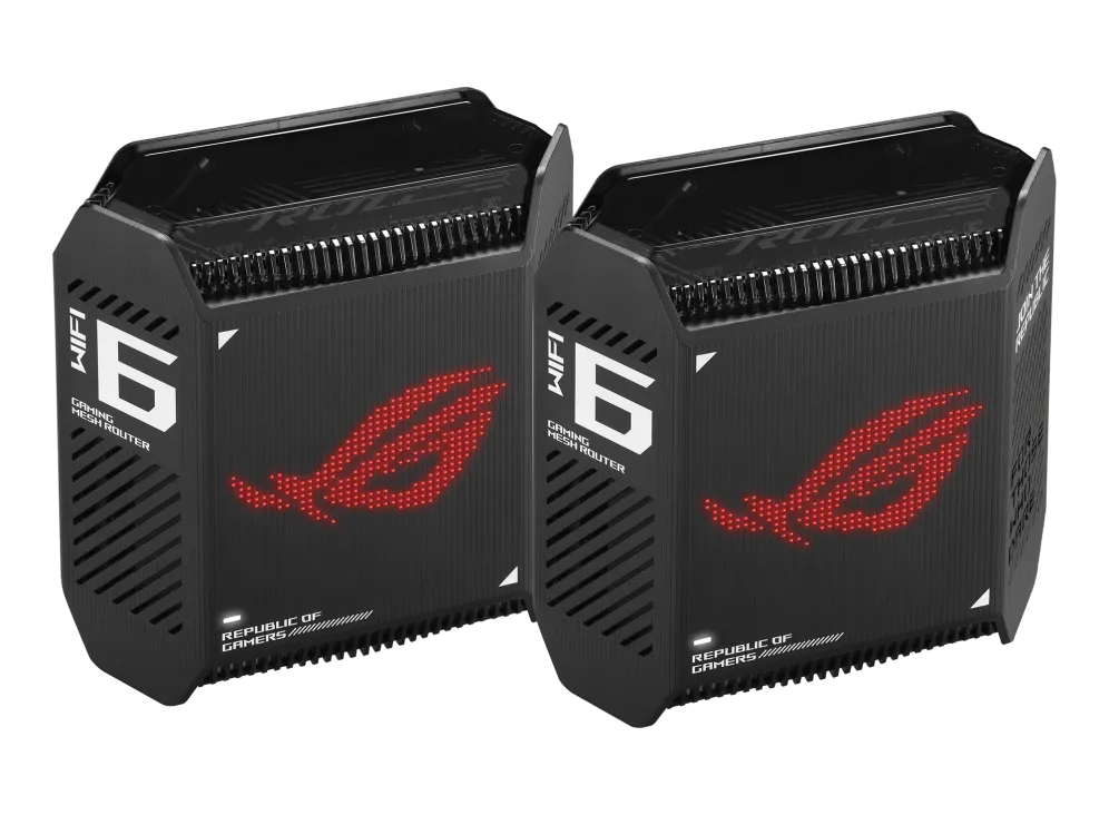 ASUS ROG Rapture GT6 (B-2-PK), Black, Internal, Mesh router, Power, 538.8 m², Tri-band (2.4 GHz / 5 GHz / 5 GHz)