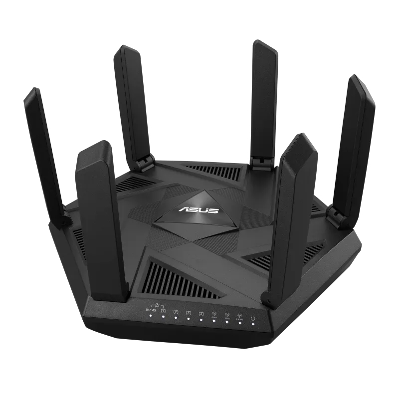 ASUS RT-AXE7800, Wi-Fi 6E (802.11ax), Tri-band (2.4 GHz / 5 GHz / 6 GHz), Ethernet LAN, Black, Tabletop router