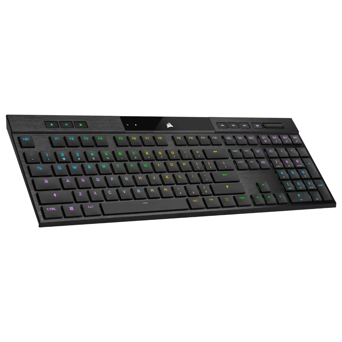 Corsair K100 AIR, Wired & Wireless, USB + RF Wireless + Bluetooth, Mechanical, QWERTY, RGB LED, Black