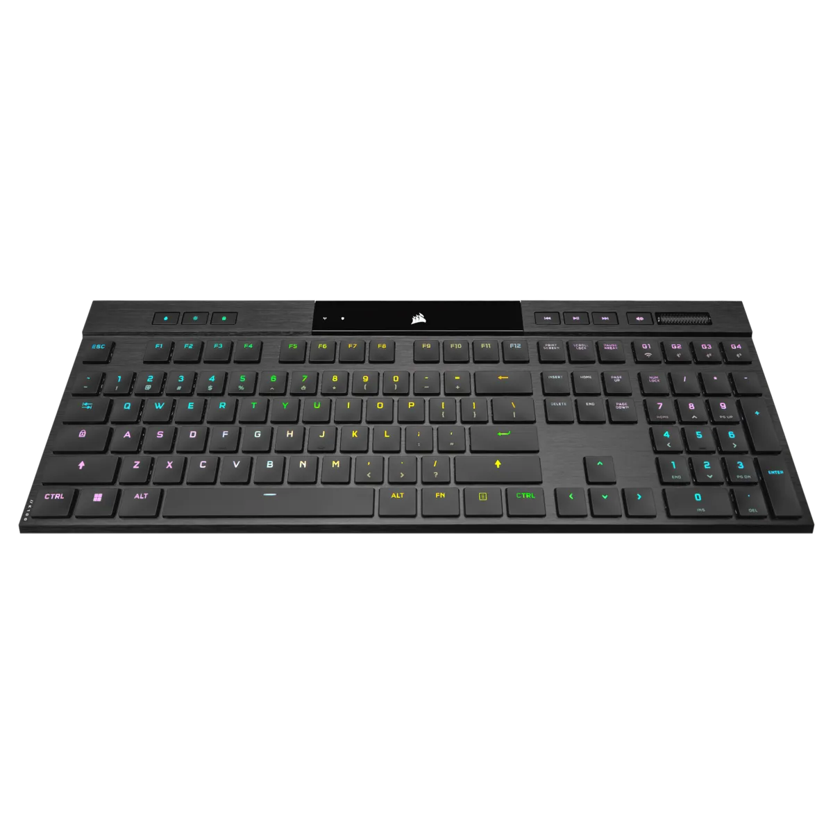 Corsair K100 AIR, Wired & Wireless, USB + RF Wireless + Bluetooth, Mechanical, QWERTY, RGB LED, Black