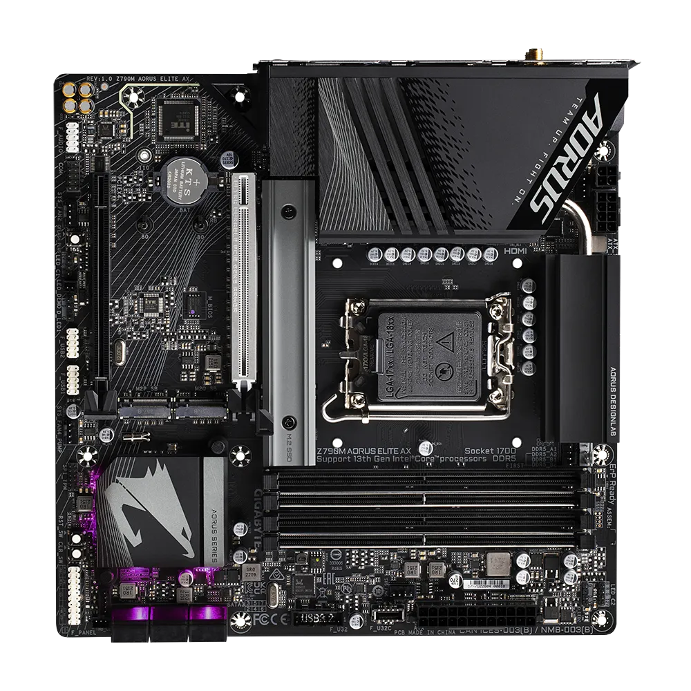 GIGABYTE Z790M AORUS ELITE AX, Intel, LGA 1700, Intel® Celeron®, Intel® Core™ i3, Intel® Core™ i5, Intel® Core™ i7, Intel® Core™ i9,..., LGA 1700, 256 GB, DDR5-SDRAM