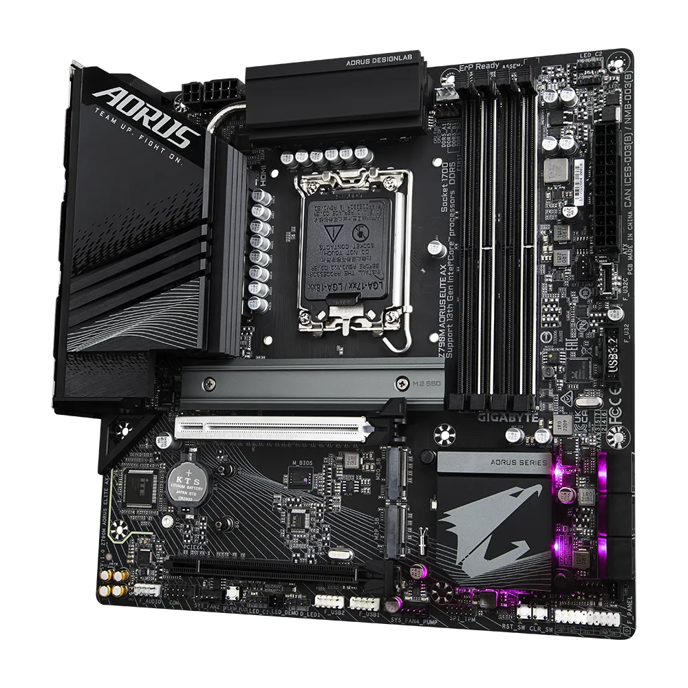 GIGABYTE Z790M AORUS ELITE AX, Intel, LGA 1700, Intel® Celeron®, Intel® Core™ i3, Intel® Core™ i5, Intel® Core™ i7, Intel® Core™ i9,..., LGA 1700, 256 GB, DDR5-SDRAM