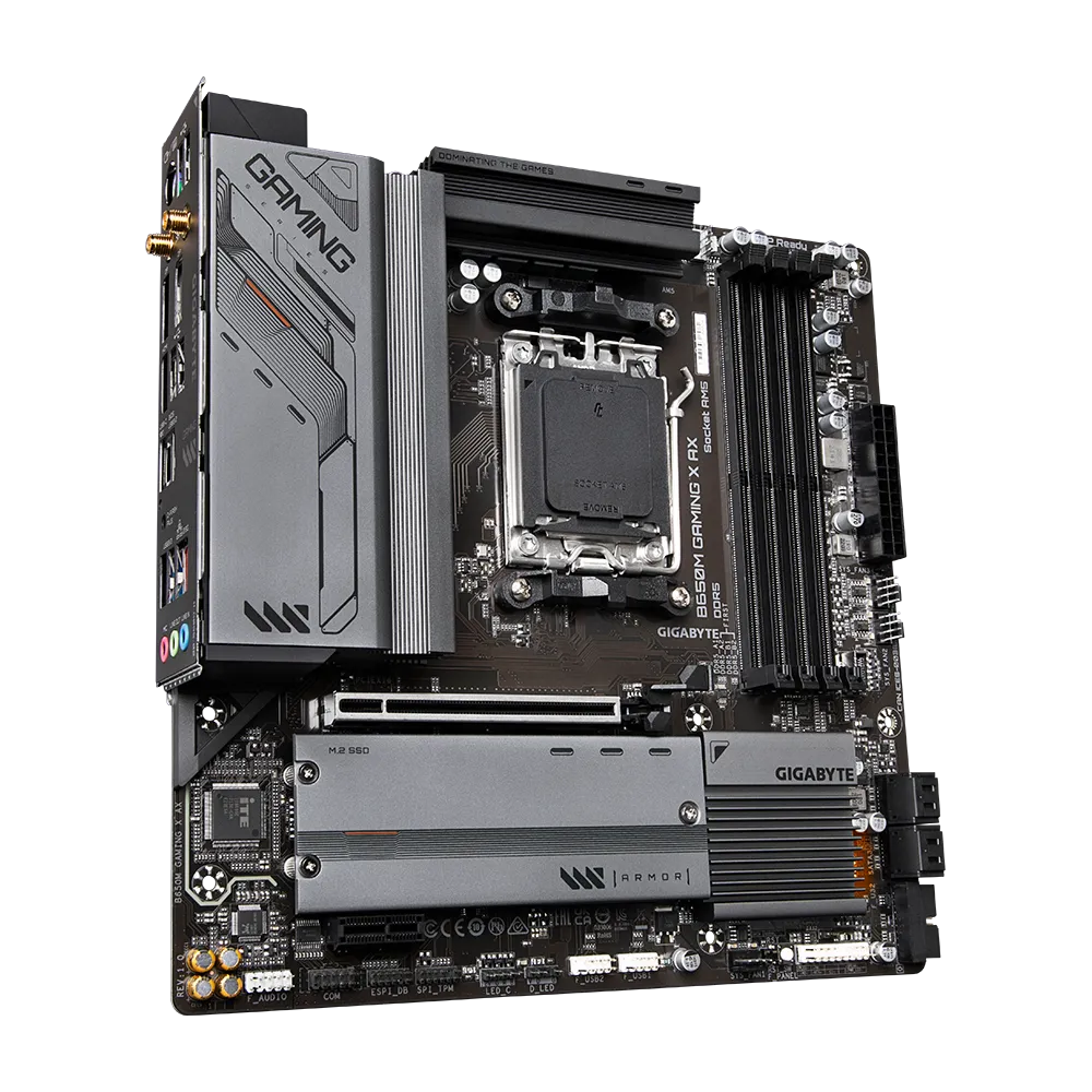 GIGABYTE B650M GAMING X AX - Supports AMD AM5 CPUs, 6+2+1 Phases Digital VRM, up to 8000MHz DDR5 (OC), 2xPCIe 4.0 M.2, Wi-Fi 6E, 2.5GbE LAN, USB 3.2 Gen 2, AMD, Socket AM5, AMD Ryzen™ 3, AMD Ryzen™ 5, AMD Ryzen™ 7, AMD Ryzen 9 7th Gen, Socket AM5, DDR5-SDRAM, 192 GB