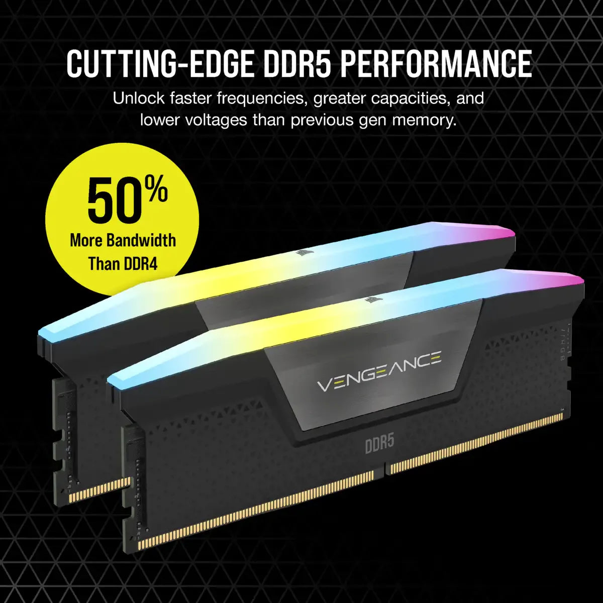 Corsair Vengeance RGB CMH32GX5M2X7200C34, 32 GB, 2 x 16 GB, DDR5, 7200 MHz, 288-pin DIMM