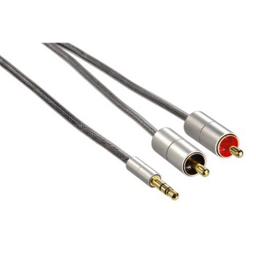 Hama Alu Line Cable 3.5mm Stereo Jack Plug To 2x RCA Plug 1m