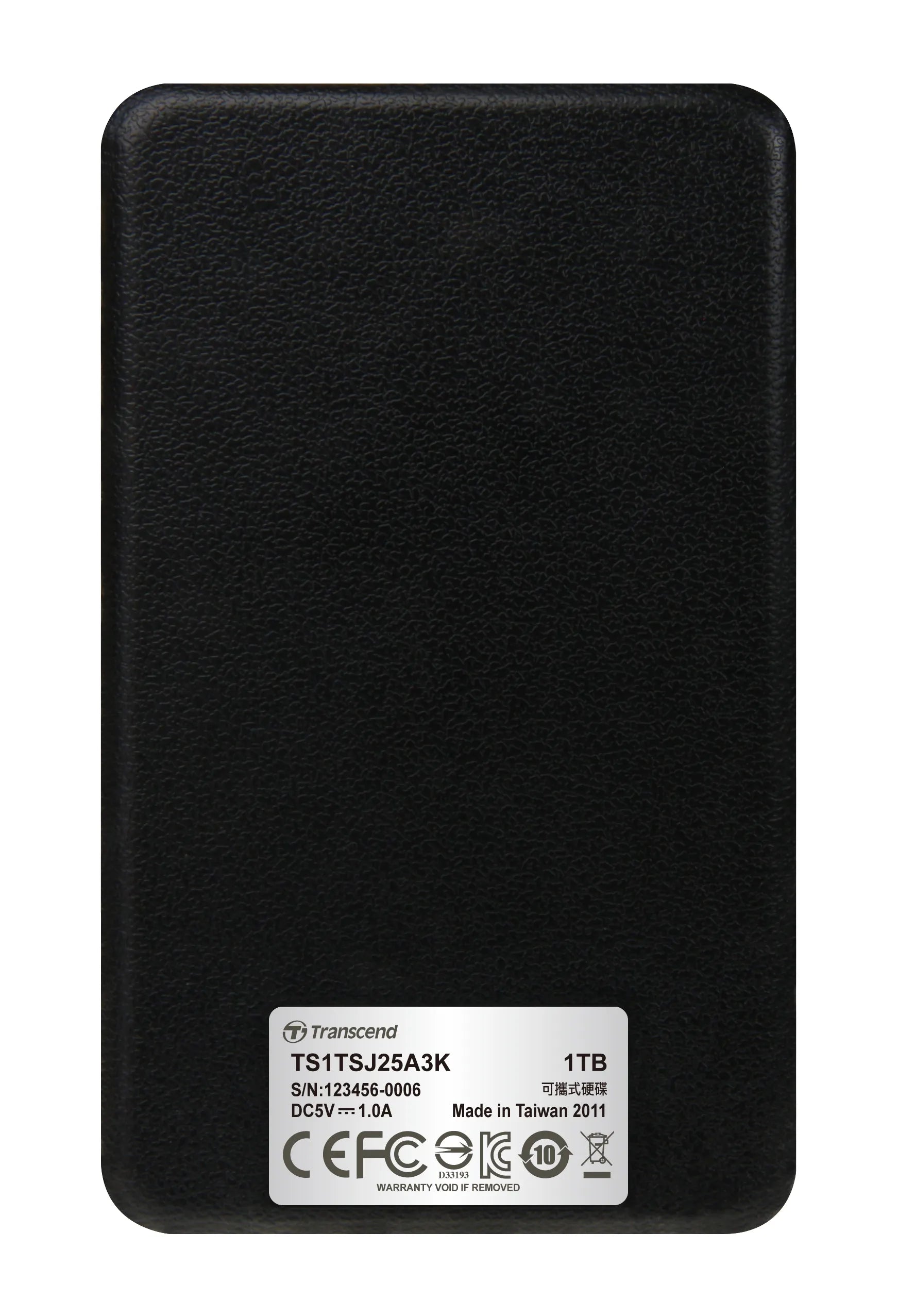 Transcend StoreJet 25A3K 1TB, 1 TB, 2.5", 3.2 Gen 1 (3.1 Gen 1), Black