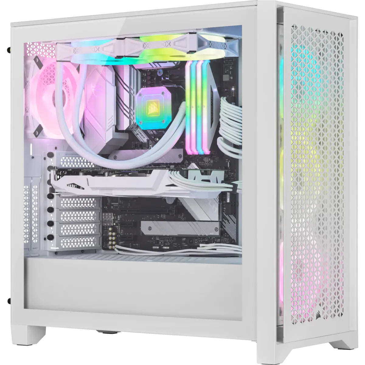 Corsair iCUE 4000D RGB, Midi Tower, PC, White, ATX, Tempered glass, 17 cm