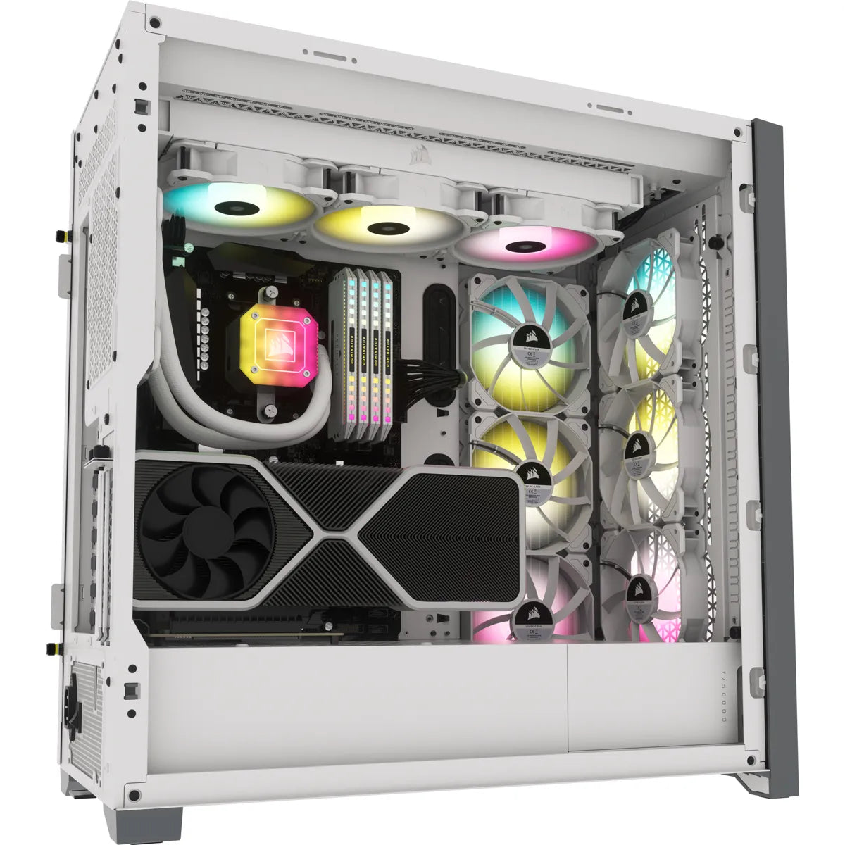 Corsair 5000D RGB, Midi Tower, PC, White, ATX, Plastic, Steel, Tempered glass, 17 cm