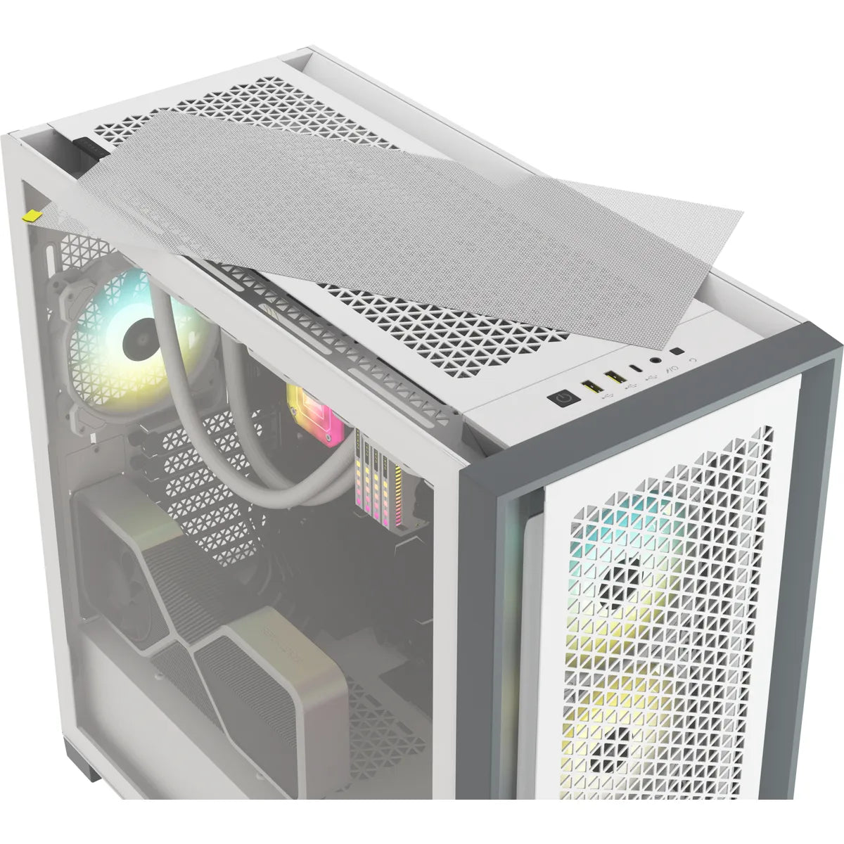 Corsair 5000D RGB, Midi Tower, PC, White, ATX, Plastic, Steel, Tempered glass, 17 cm