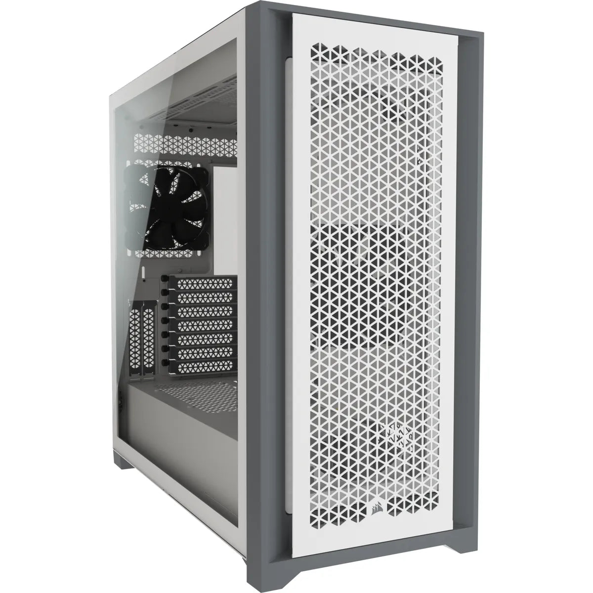 Corsair 5000D RGB, Midi Tower, PC, White, ATX, Plastic, Steel, Tempered glass, 17 cm