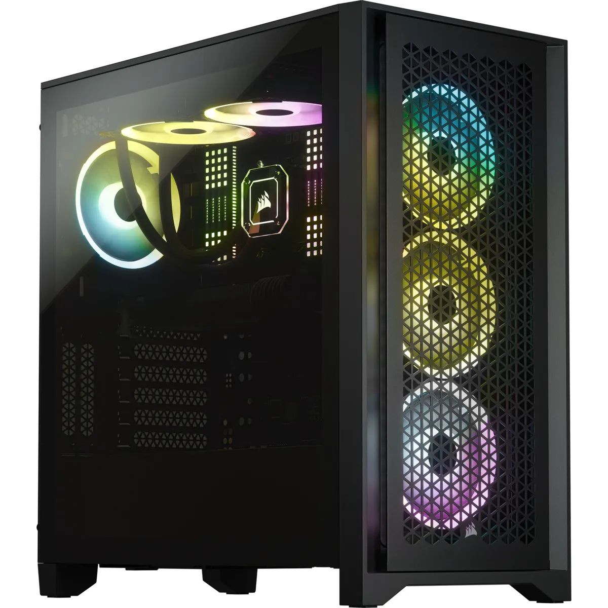 Corsair 4000D RGB, Midi Tower, PC, Black, ATX, Plastic, Steel, Tempered glass, 17 cm