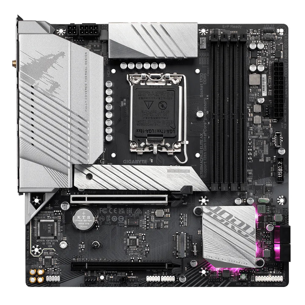 Gigabyte B760M AORUS ELITE AX Motherboard - Supports Intel Core 14th Gen CPUs, 12*+1+1 Phases Digital VRM, up to 7800MHz DDR5 (OC), 2xPCIe 4.0 M.2, Wi-Fi 6E, 2.5GbE LAN, USB 3.2 Gen 2, Intel, LGA 1700, Intel® Celeron®, Intel® Core™ i3, Intel® Core™ i5, Intel® Core™ i7, Intel® Core™ i9,..., LGA 1700, 192 GB, DDR5-SDRAM