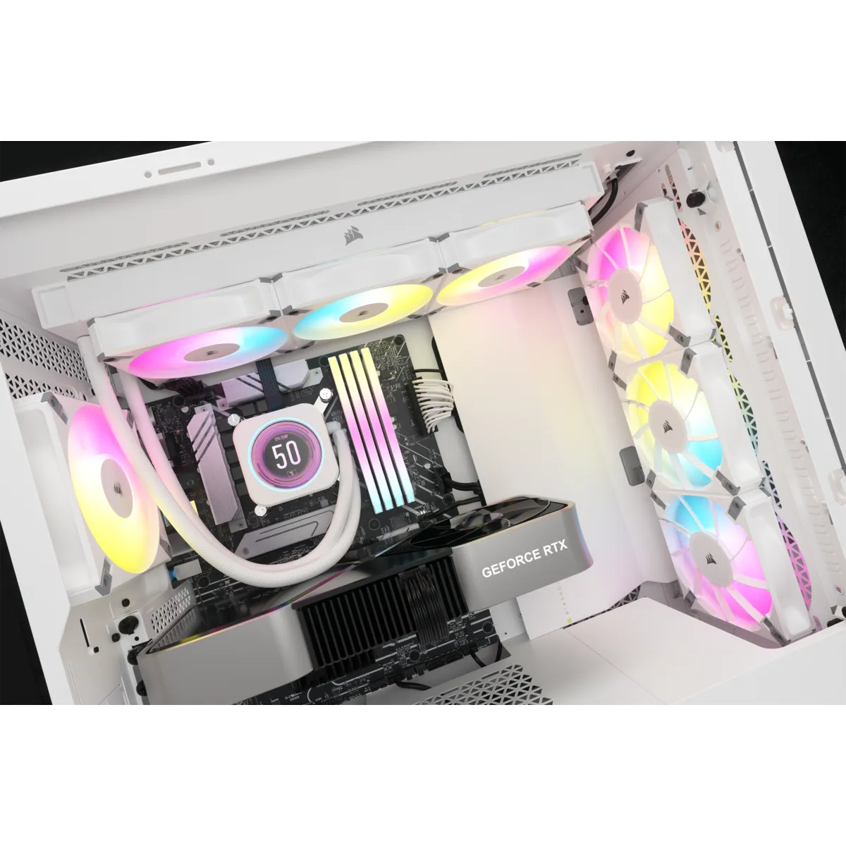 Corsair CW-9060077-WW, All-in-one liquid cooler, 12 cm, 550 RPM, 2100 RPM, 65.57 cfm, White