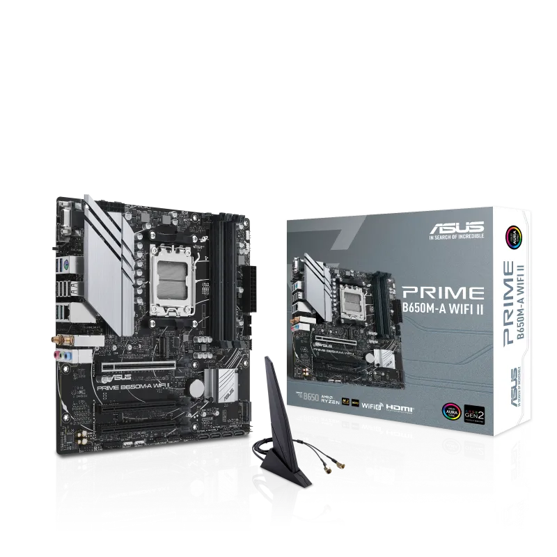 ASUS PRIME B650M-A WIFI II, AMD, Socket AM5, AMD Ryzen™ 7, DDR5-SDRAM, 128 GB, DIMM